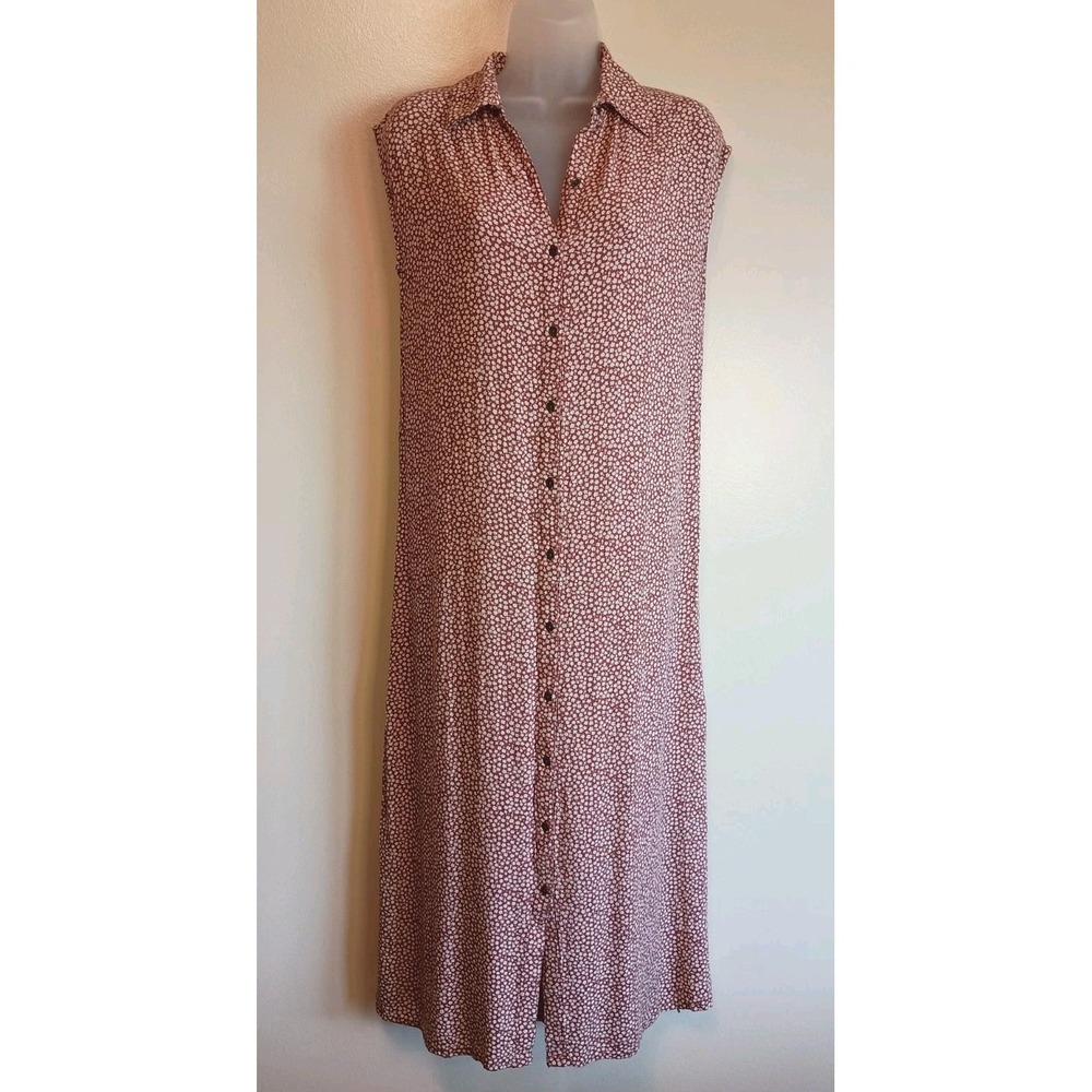 Billabong Womens S Dusty Rose Floral Maxi Shirt Dress Button Front Boho